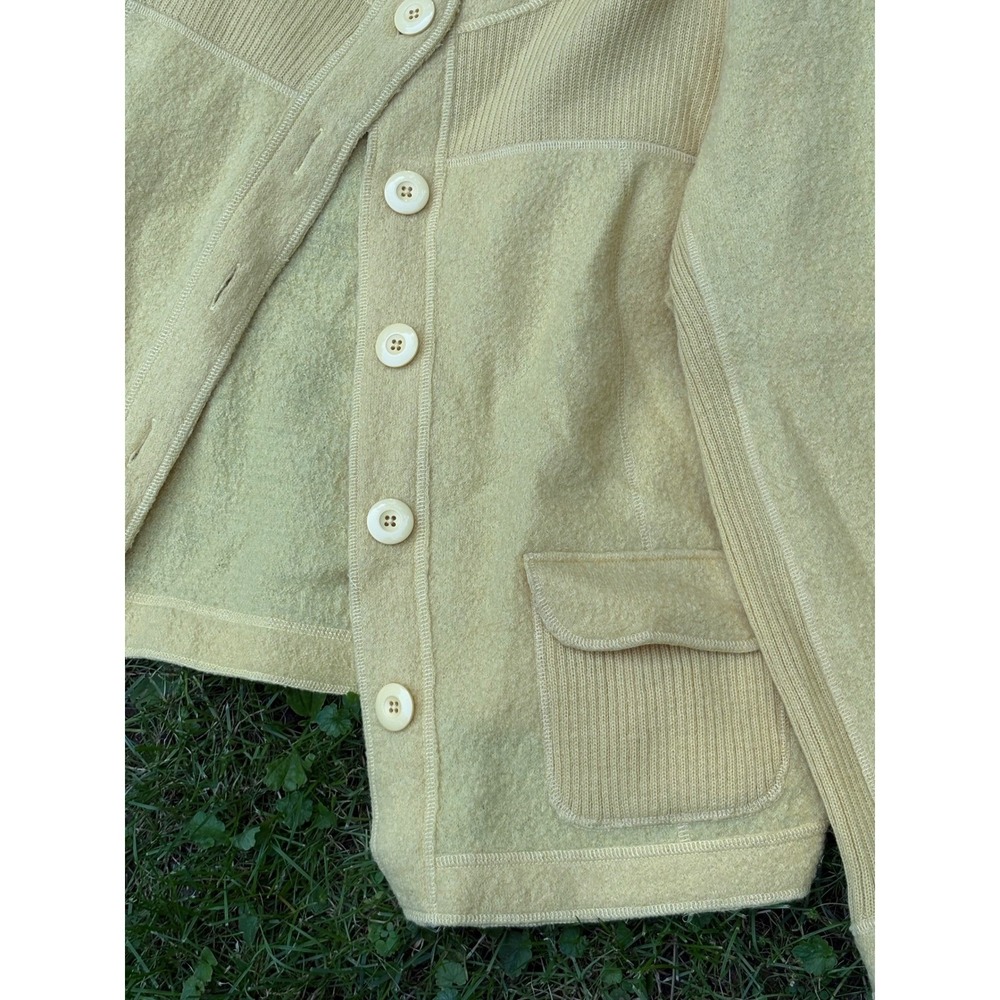 Vintage 100% Wool Butter Yellow Cardigan Sweater Womens Cottagecore - Picture 3 of 6